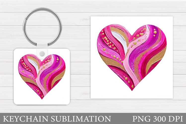 Heart Keychain Design. Valentine Keychain Sublimation