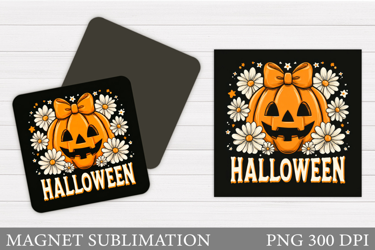 Scary Pumpkin Magnet Design. Halloween Magnet Sublimation