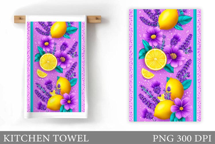 Lemons Kitchen Towel. Flowers Kitchen Towel Design example image 1