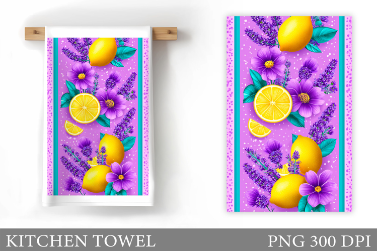 Lemons Kitchen Towel. Flowers Kitchen Towel Design