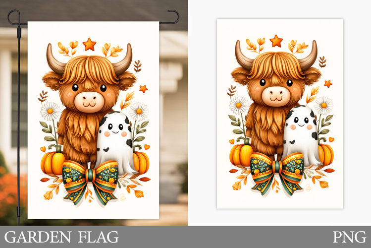 Halloween Cow Garden Flag Design. Halloween Garden Flag