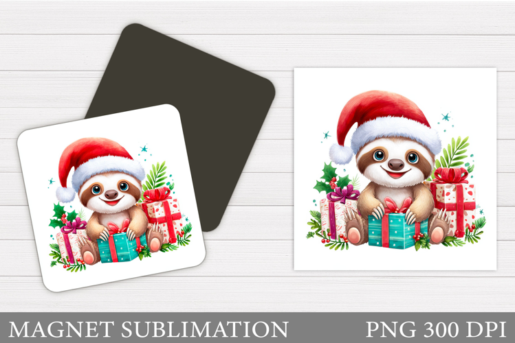 Christmas Sloth Magnet Design. Christmas Magnet Sublimation