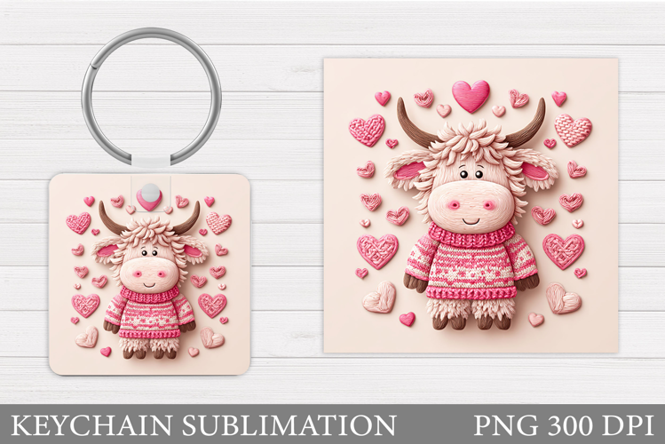 Valentines Cow Keychain. Valentine Keychain Design