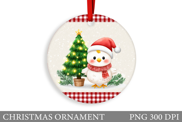 Cute Chicken Christmas Ornament. Christmas Sublimation