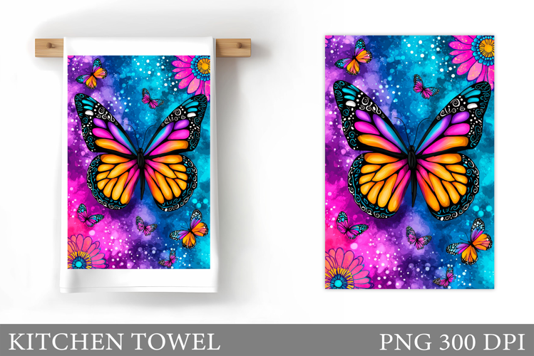 Butterfly Kitchen Towel Design. Butterfly Sublimation