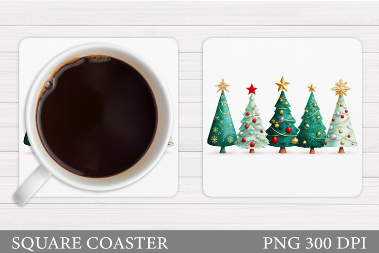 Christmas Tree Coaster Sublimation. Christmas Coaster Design