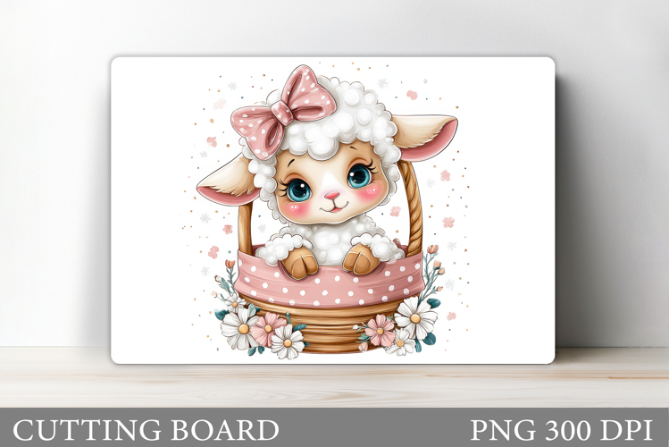 Cute Lamb Cutting Board. Lamb Flowers Cutting Board Design