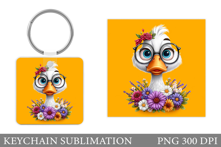 Cute Goose Keychain Design. Funny Goose Sublimation