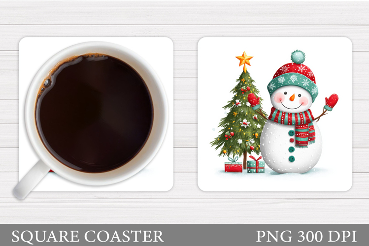 Cute Snowman Coaster Design. Christmas Coaster Sublimation