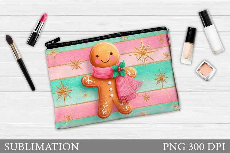 Gingerbread Cosmetics Bag. Christmas Makeup Bag Sublimation example image 1