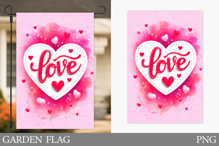 Valentine Garden Flag Design. Valentines Heart Garden Flag