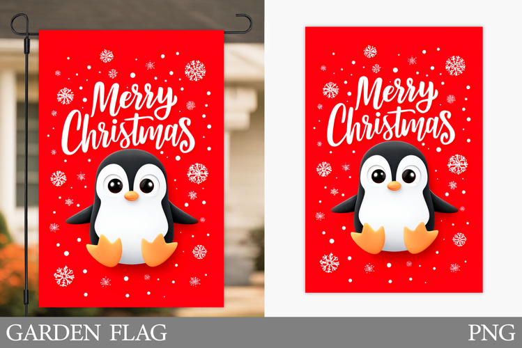 Penguin Garden Flag. Christmas Garden Flag Sublimation