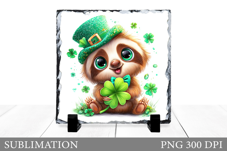 St Patrick Sloth Slate Design. St Patrick Sublimation