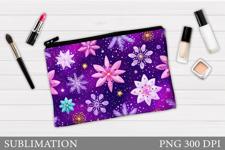Snowflakes Makeup Bag. Christmas Makeup Bag Sublimation
