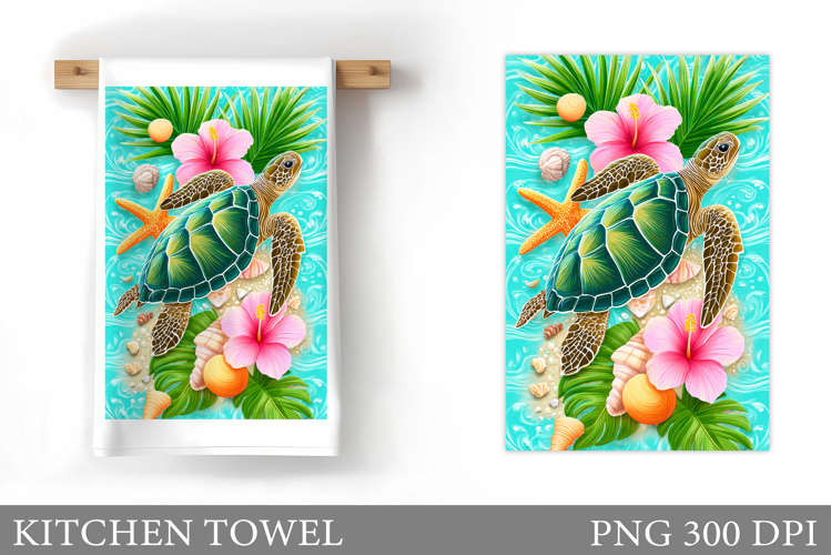 Sea Turtle Kitchen Towel Design. Sea Turtle Sublimation