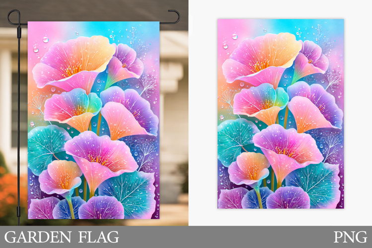 Flowers Garden Flag Sublimation. Floral Garden Flag Design