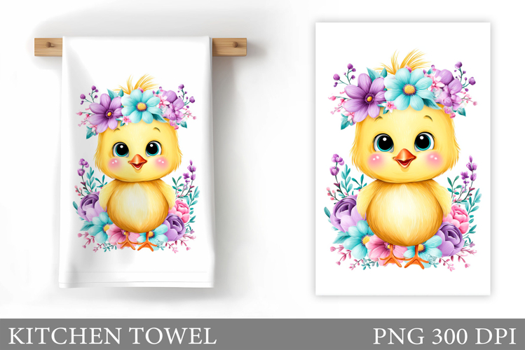 Spring Chick Kitchen Towel. Spring Kitchen Towel Design