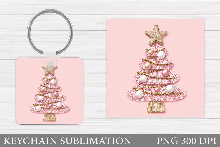 Crochet Christmas Tree Keychain. Christmas Keychain Design example image 1