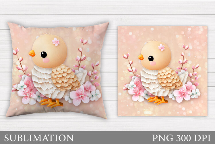 Spring Chick Pillow Sublimation. Spring Pillow Design example image 1