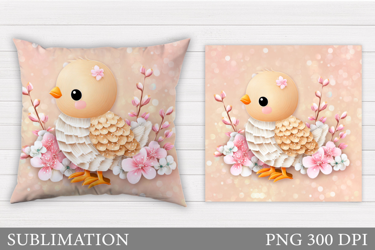 Spring Chick Pillow Sublimation. Spring Pillow Design
