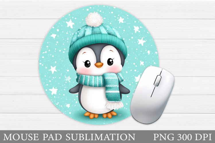 Christmas Penguin Mouse Pad. Christmas Mouse Pad Design