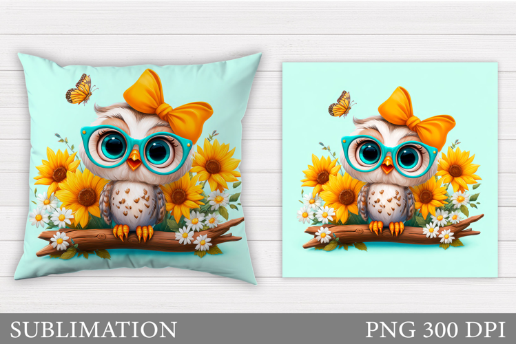 Cute Owl Pillow Design. Cute Owl Sublimation