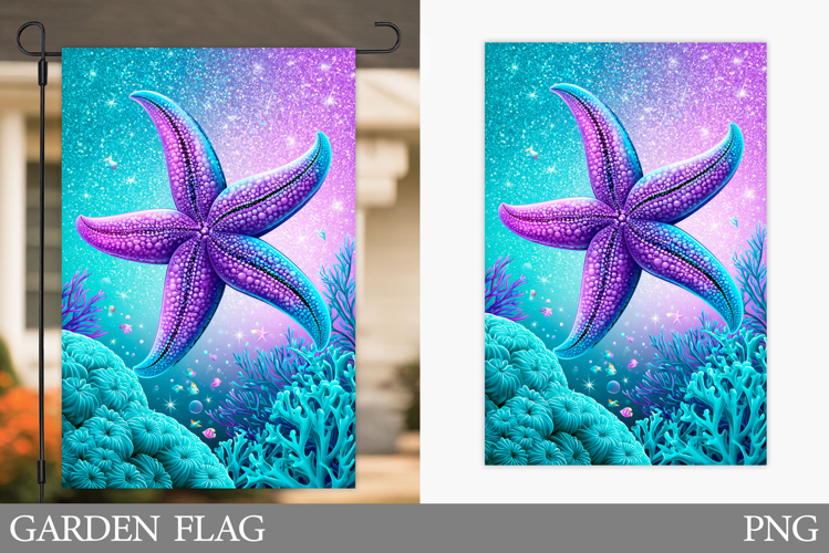 Starfish Garden Flag Design. Sea Garden Flag Sublimation