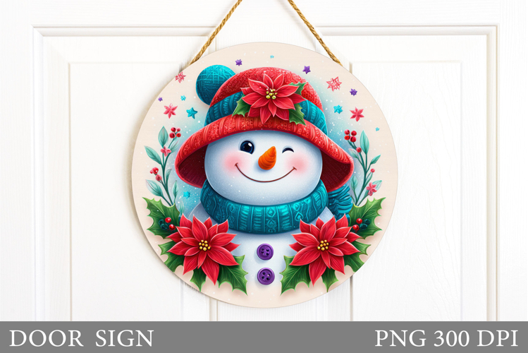 Christmas Snowman Door Sign. Christmas Door Sign Design