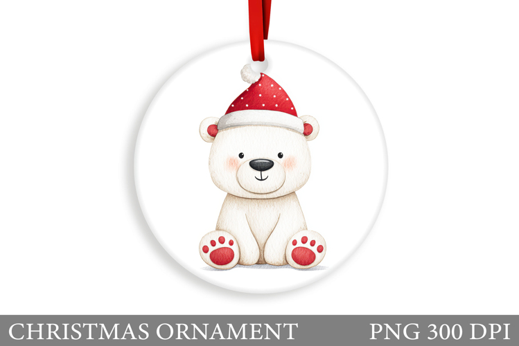 Polar Bear Christmas Ornament. Christmas Bear Sublimation