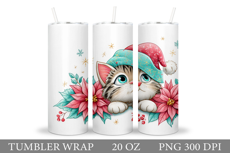 Christmas Cat Tumbler Design. Christmas Tumbler Sublimation