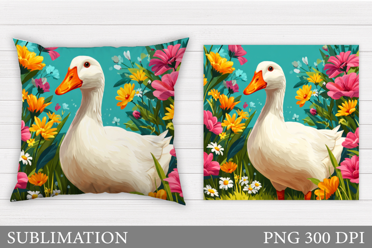 Cute Goose Sublimation. Funny Goose Pillow Design
