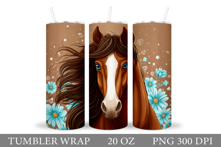 Horse Flowers Tumbler. Cute Horse Tumbler Sublimation