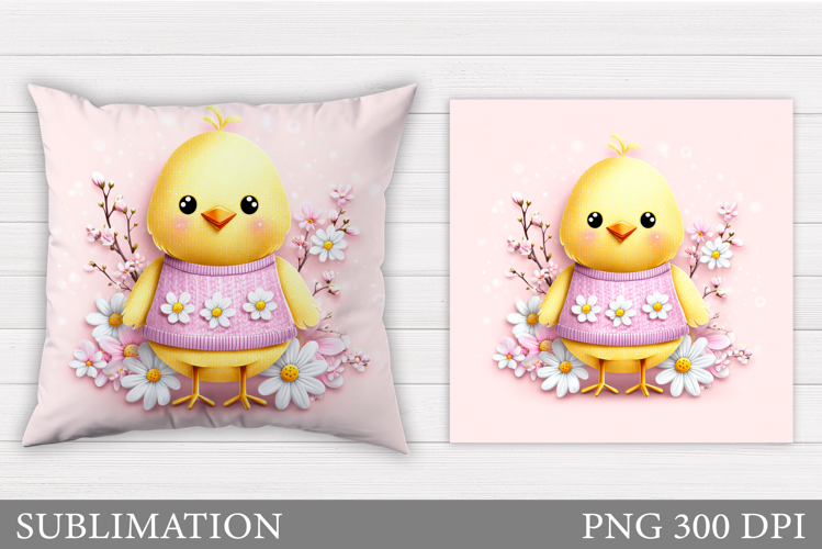 Spring Chick Pillow Sublimation. Spring Pillow Design