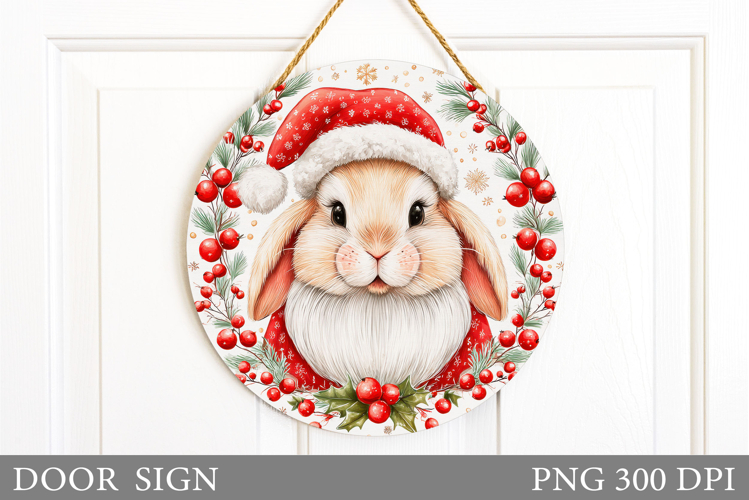 Christmas Bunny Door Sign. Christmas Door Sign Sublimation