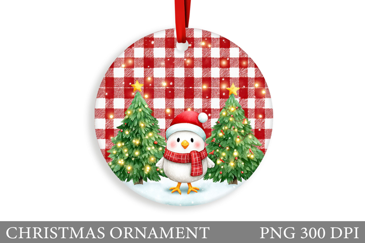 Cute Chicken Christmas Ornament. Christmas Sublimation