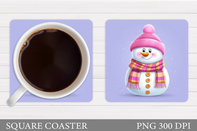 Cute Snowman Coaster Design. Christmas Coaster Sublimation