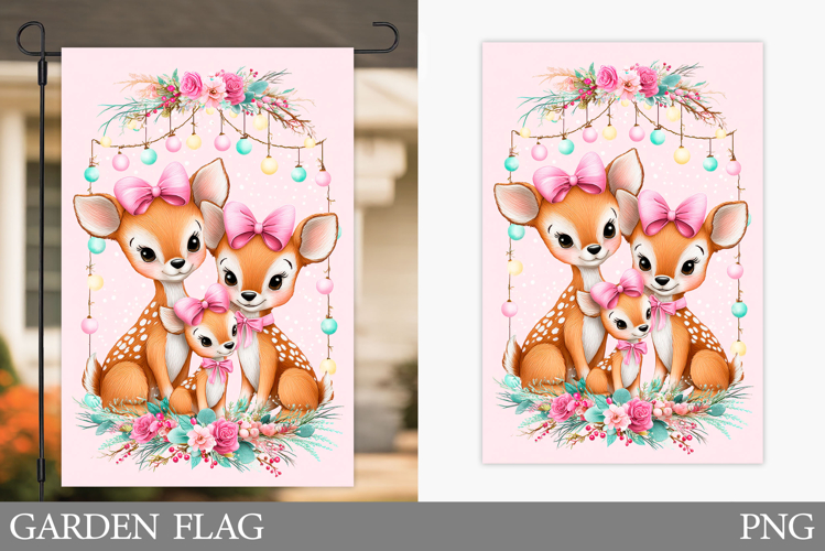 Christmas Deer Garden Flag. Christmas Garden Flag Design