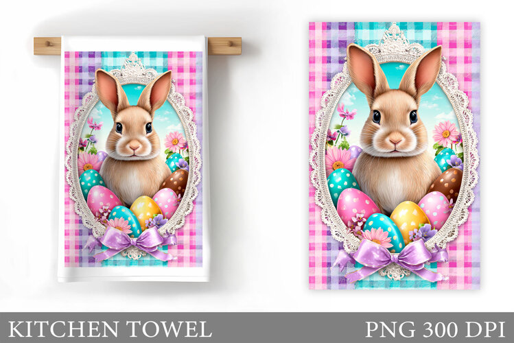 Easter Bunny Kitchen Towel. Bunny Kitchen Towel Sublimation example image 1