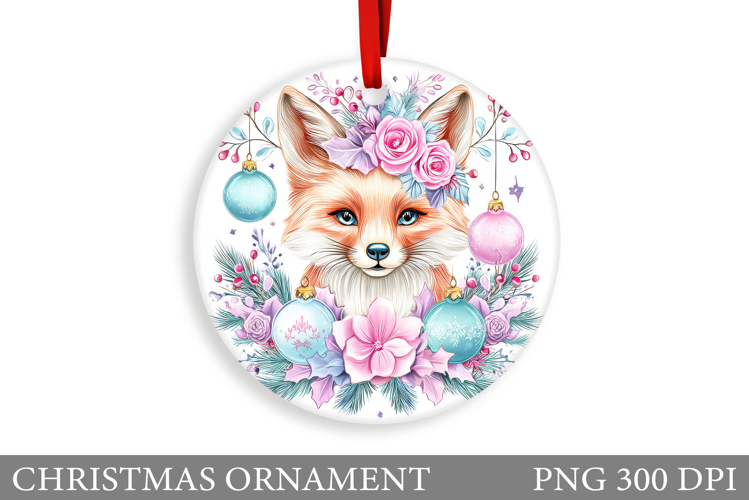 Cute Fox Christmas Ornament. Christmas Ornament Sublimation