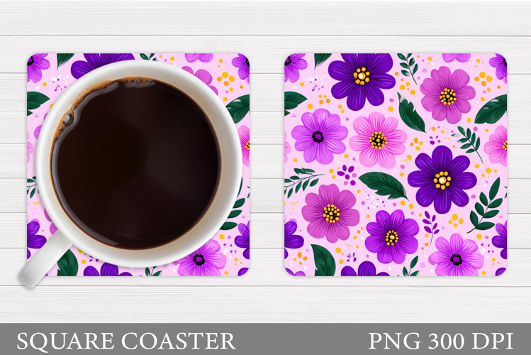 Floral Coaster Sublimation. Flowers Coaster Design