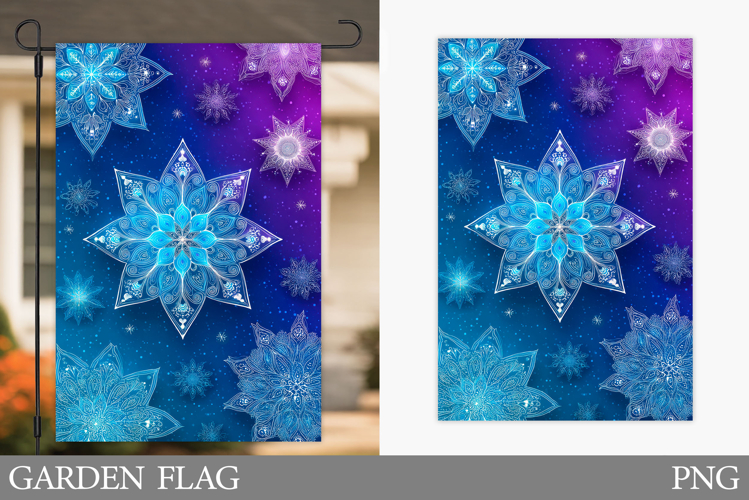 Snowflakes Garden Flag. Christmas Garden Flag Design