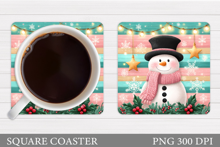 Snowman Coaster Sublimation. Christmas Coaster Design
