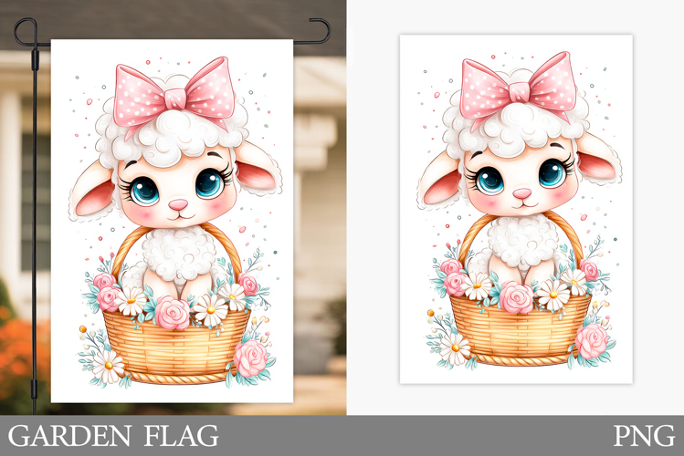 Cute Lamb Garden Flag. Cute Lamb Sublimation