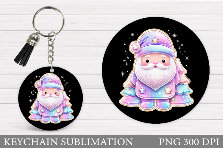 Merry Christmas Keychain. Santa Claus Keychain Design