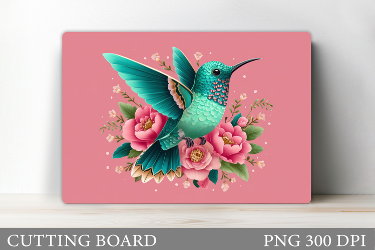 Hummingbird Cutting Board. Flowers Kitchen Cutting Board