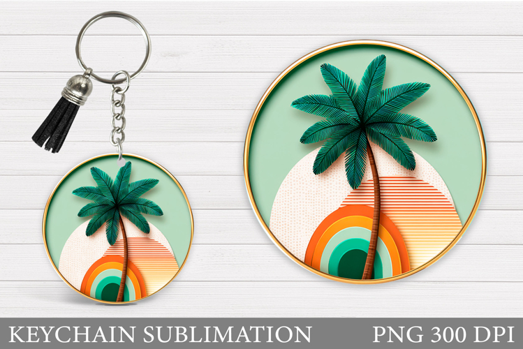 Palm Tree Keychain Sublimation. Summer Keychain Design