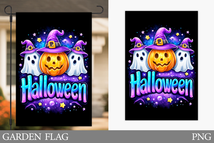 Halloween Pumpkin Garden Flag. Ghost Garden Flag Design