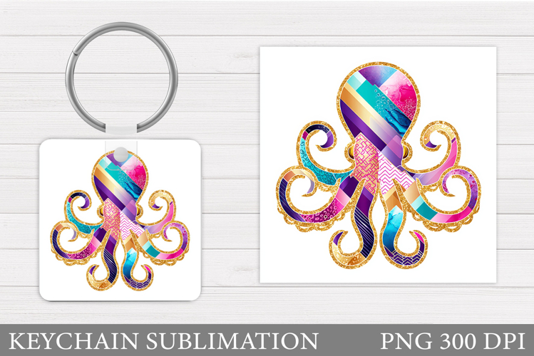 Octopus Keychain Design. Sea Keychain Sublimation