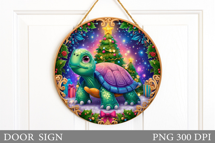 Christmas Turtle Door Sign. Christmas Door Sign Sublimation