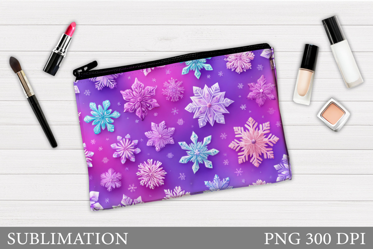 Snowflakes Makeup Bag. Christmas Makeup Bag Sublimation
